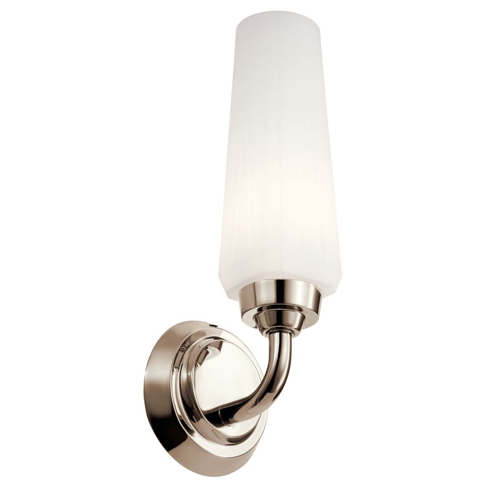 Kichler 55073PN Truby 11.5" 1 Light Wall Sconce with Satin Etched Cased Opal Glass Polished Nickel