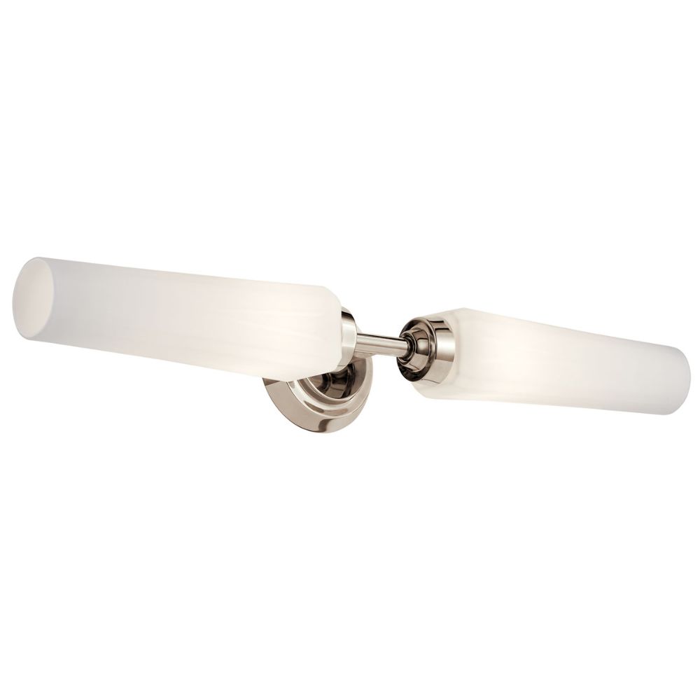 Kichler 55075PN Truby 24.75" 2 Light Vanity Light with Satin Etched Cased Opal Glass Polished Nickel