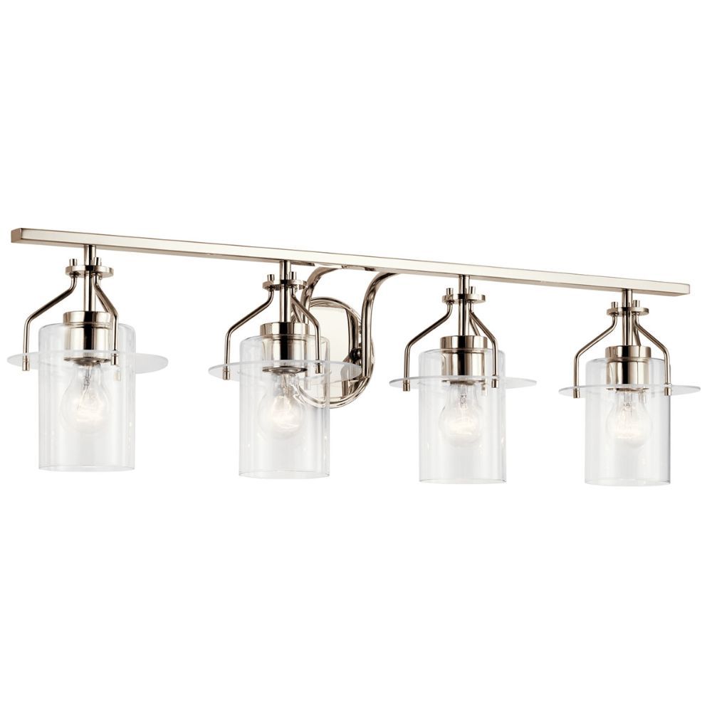 Kichler 55080PN Everett 24 Inch 4 Light Vanity Light with Clear Glass in Polished Nickel