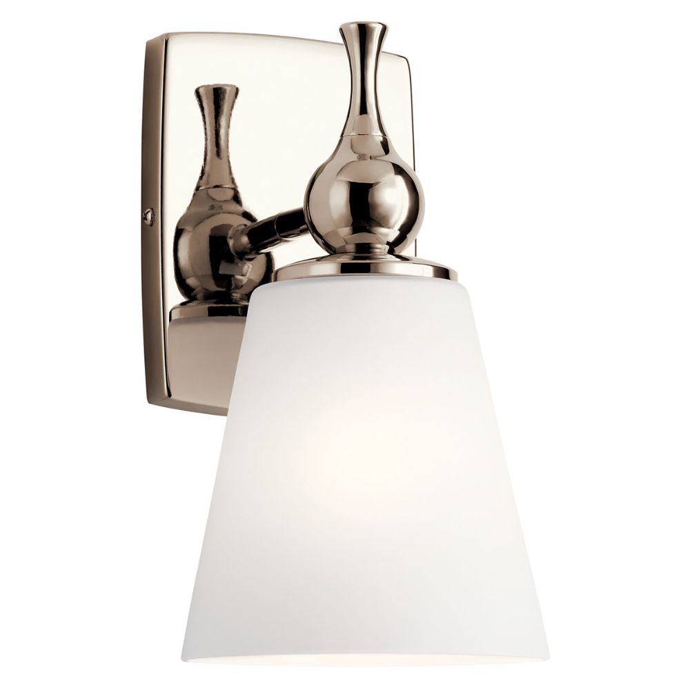 Kichler 55090PN Cosabella 6" 1 Light Wall Sconce with Etched White Glass Polished Nickel