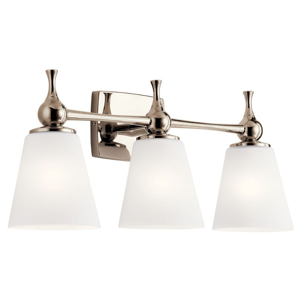 Kichler 55092PN Cosabella 24" 3 Light Vanity Light with Etched White Glass Polished Nickel