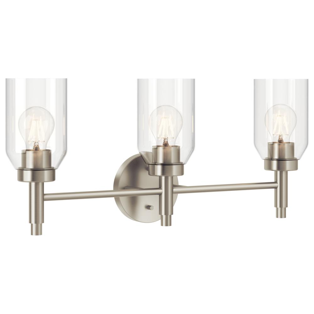 Kichler 55185NI Madden 24 Inch 3 Light Vanity with Clear Glass in Brushed Nickel