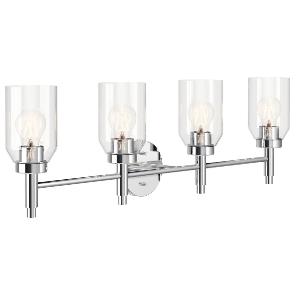 Kichler 55186CH Madden 34 Inch 4 Light Vanity with Clear Glass in Chrome