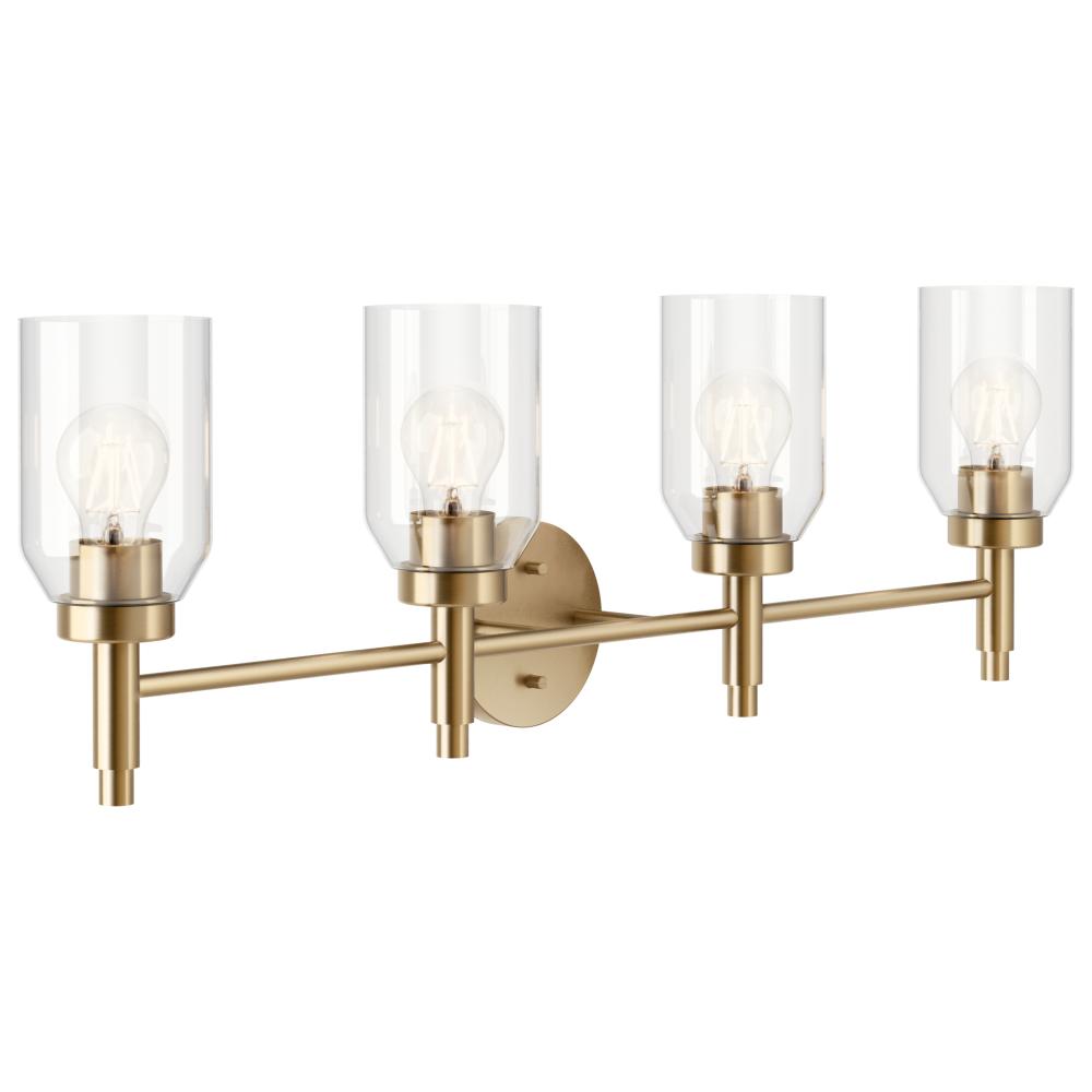 Kichler 55186CPZ Madden 34 Inch 4 Light Vanity with Clear Glass in Champagne Bronze