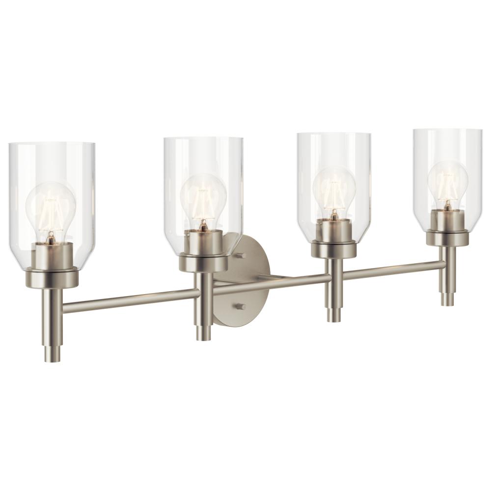 Kichler 55186NI Madden 34 Inch 4 Light Vanity with Clear Glass in Brushed Nickel