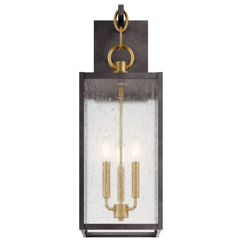 Kichler 59009WZC Lahden 26" 3 Light Outdoor Wall Light with Clear Seeded Glass in Weathered Zinc