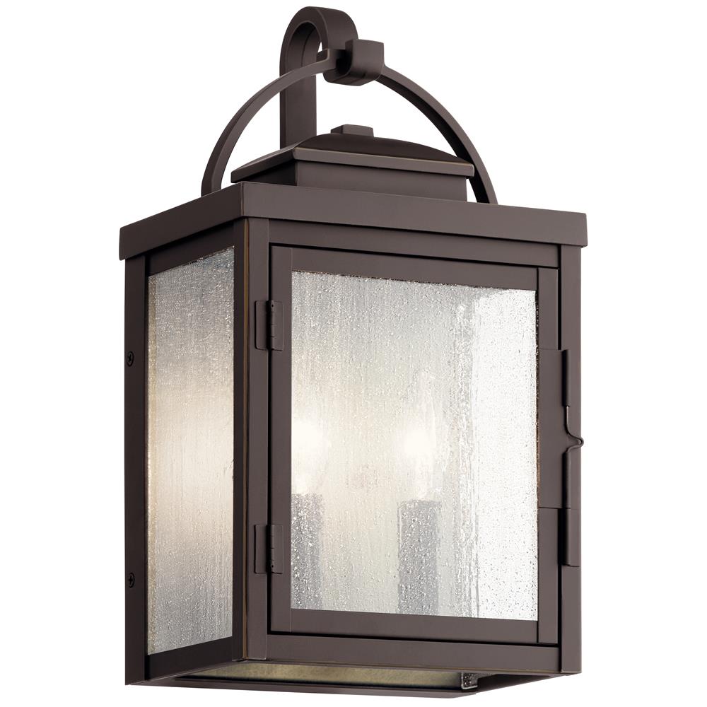 Kichler 59011RZ Carlson 14.75" 2 Light Outdoor Wall Light with Clear Seeded Glass in Rubbed Bronze 