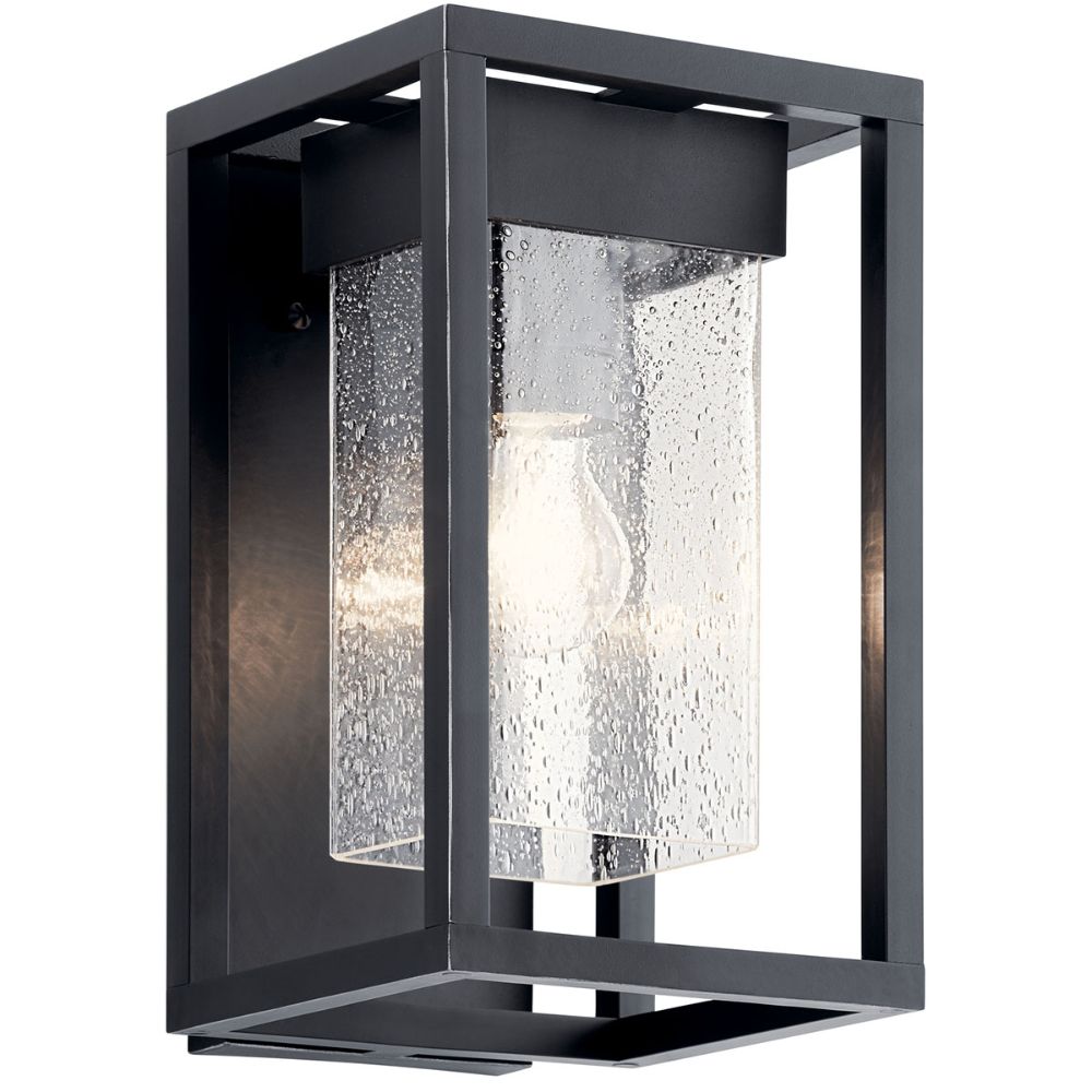 Kichler 59060BSL Mercer 12 inch 1 Light Outdoor Wall Light with Clear Seeded Glass in Black Finish