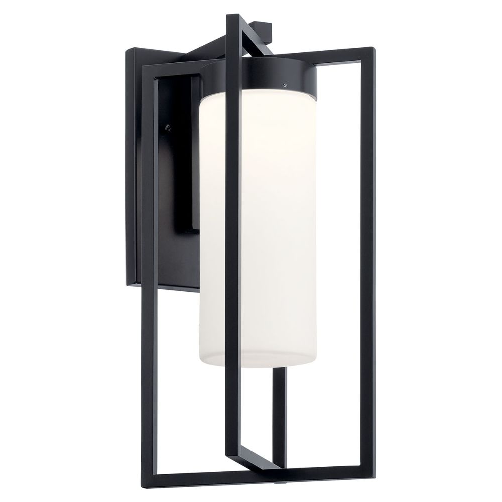 Kichler 59072BKLED Drega 18.5" 1 LED Wall Light with Satin Etched Glass Black