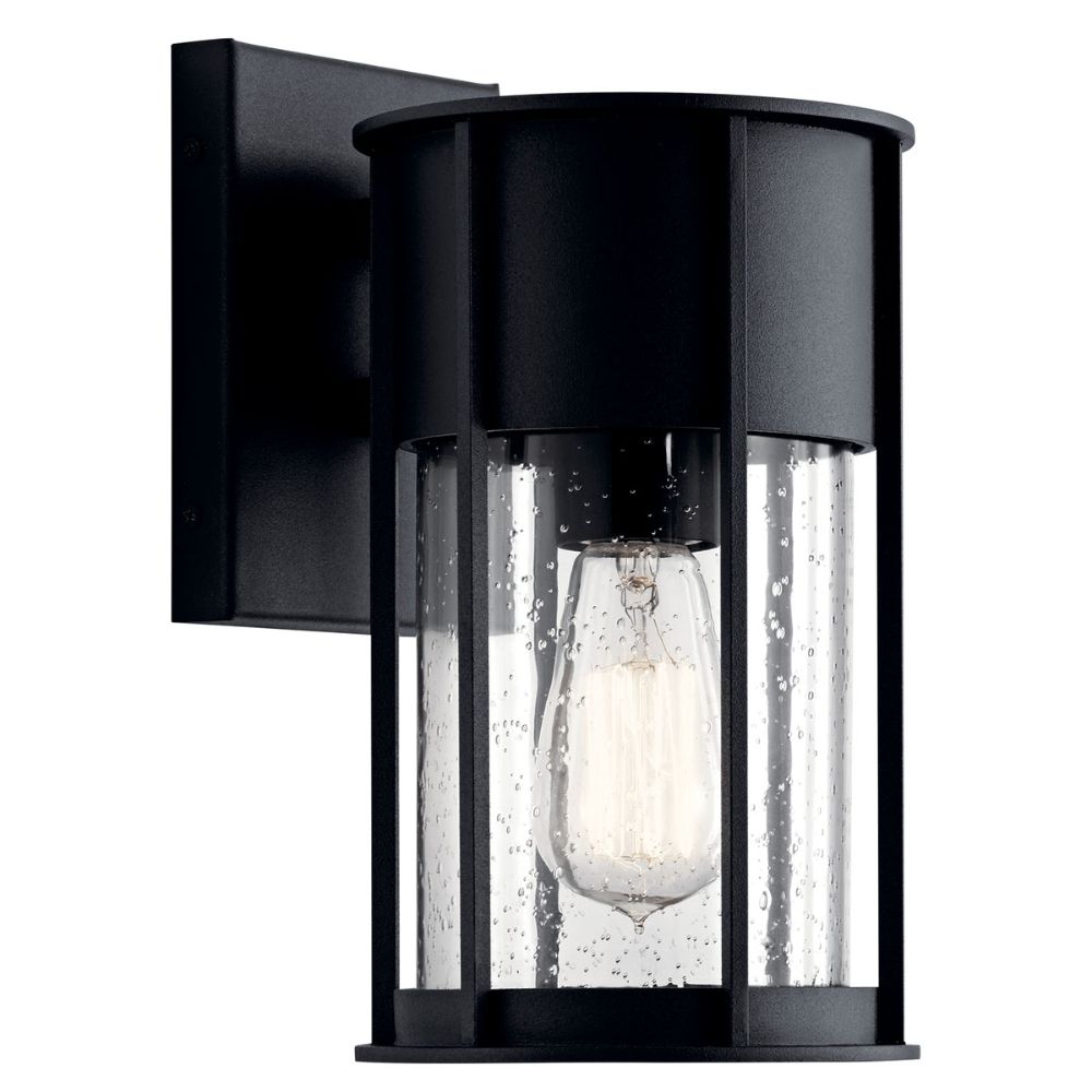 Kichler 59079BKT Camillo 11" 1 Light  Wall Light with Clear Seeded Glass Black