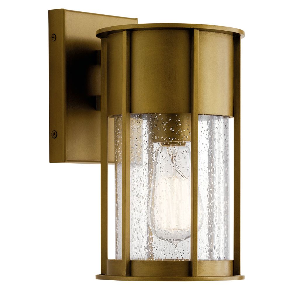 Kichler 59079NBR Camillo 11" 1 Light  Wall Light with Clear Seeded Glass Natural Brass