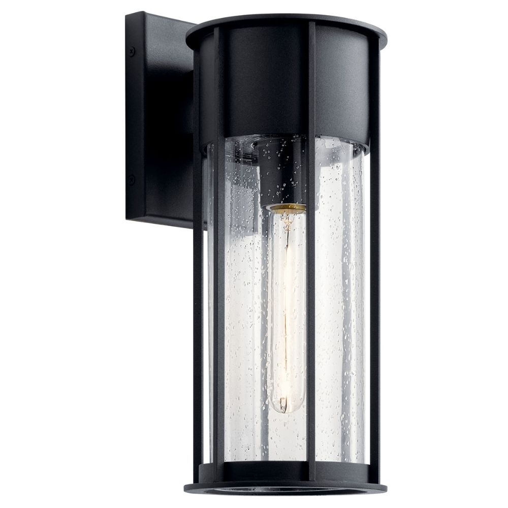 Kichler 59080BKT Camillo 15" 1 Light  Wall Light with Clear Seeded Glass Black