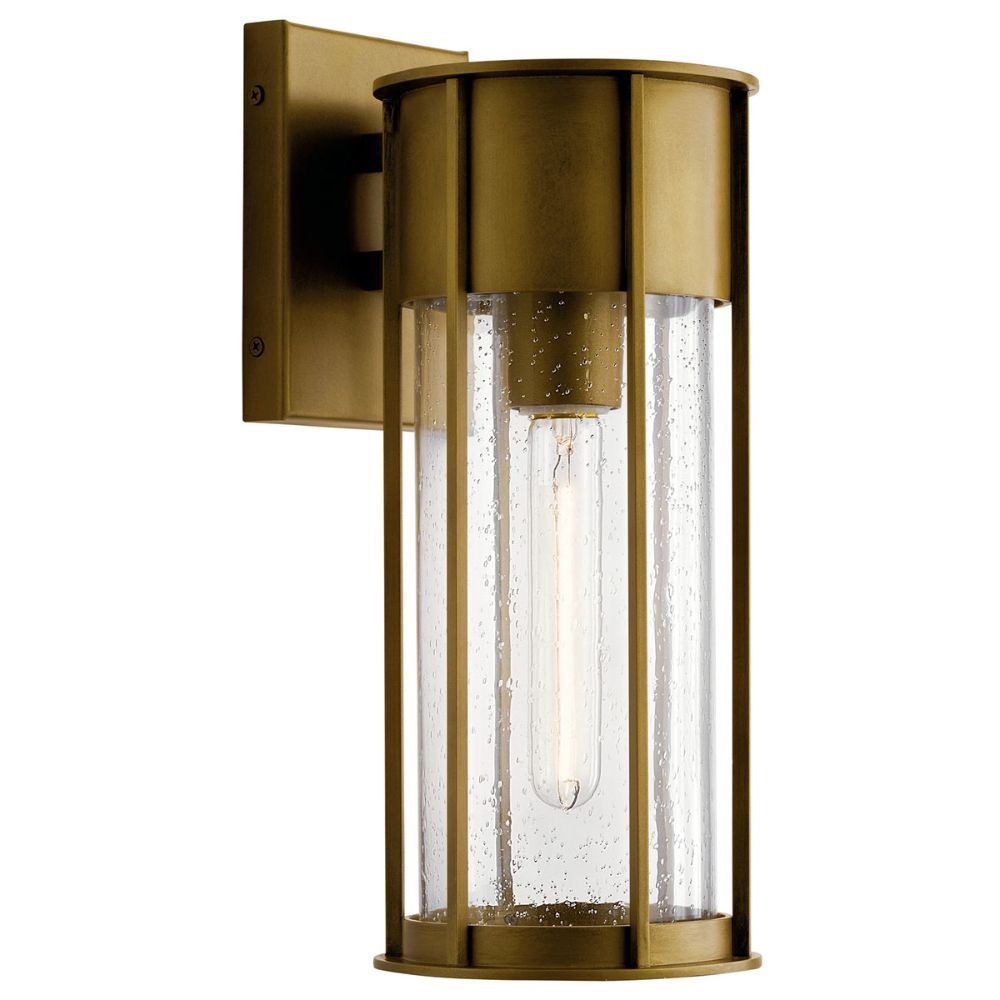 Kichler 59080NBR Camillo 15" 1 Light  Wall Light with Clear Seeded Glass Natural Brass