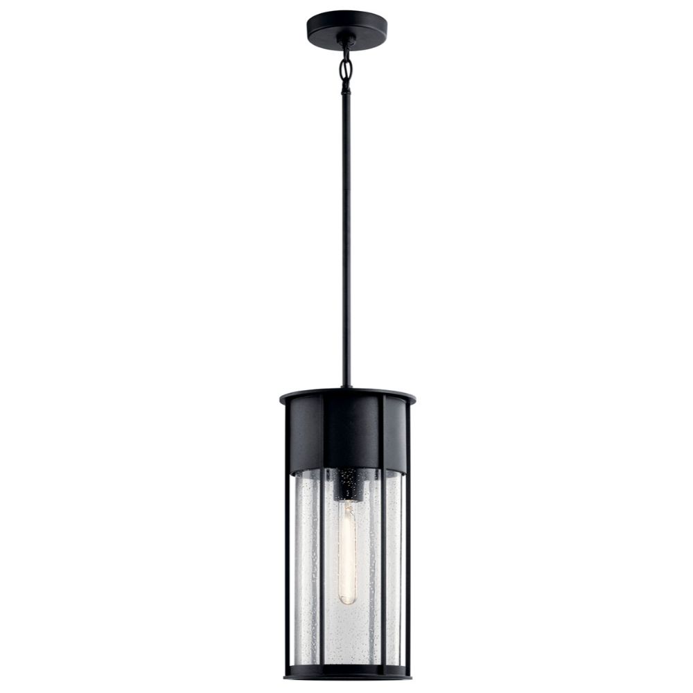 Kichler 59082BKT Camillo 18" 1 Light Hanging Pendant with Clear Seeded Glass Black