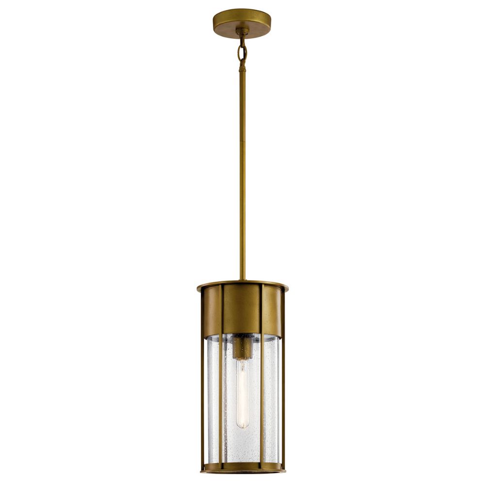 Kichler 59082NBR Camillo 18" 1 Light Hanging Pendant with Clear Seeded Glass Natural Brass