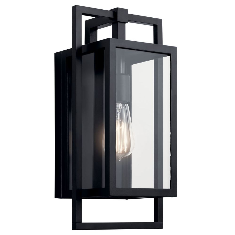 Kichler 59086BK Goson 16" 1 Light  Wall Light with Clear Glass Black
