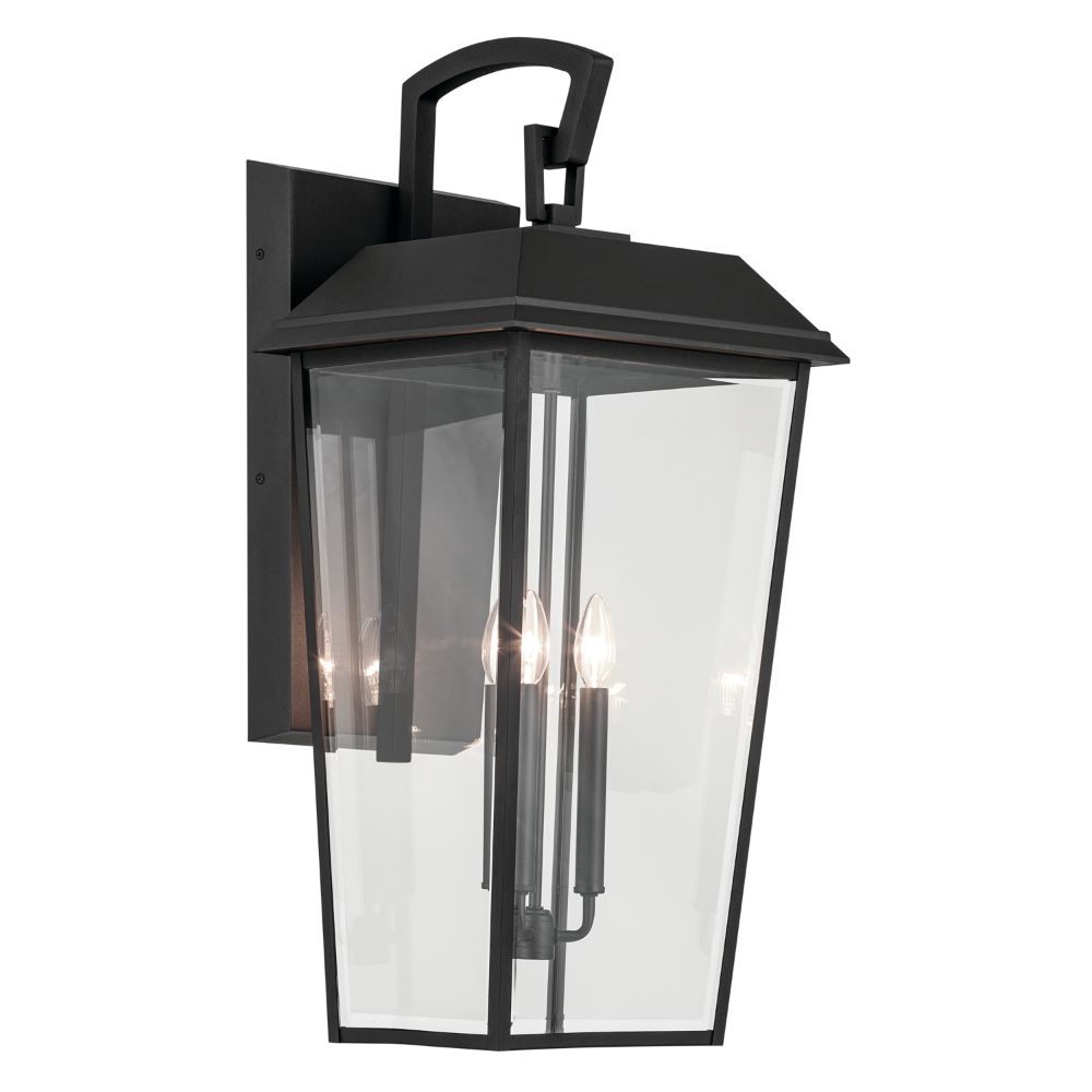 Kichler 59121BKT Mathus 3 Light Outdoor Wall Light with Clear Glass in Textured Black 