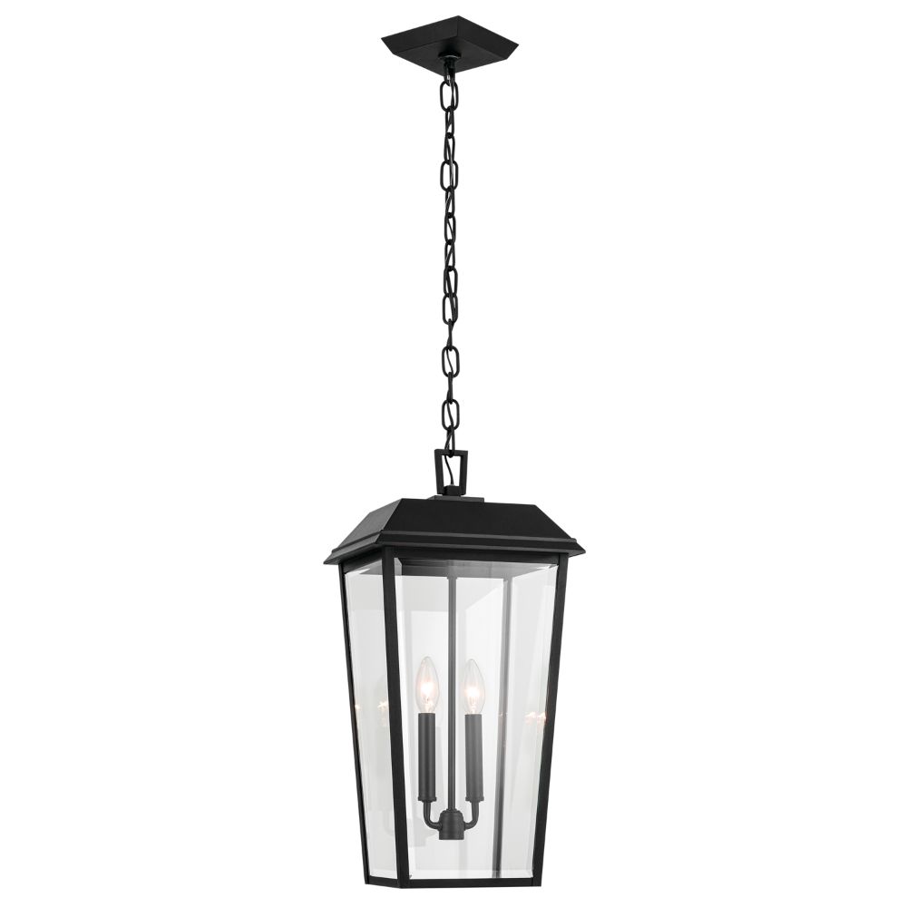 Kichler 59122BKT Mathus 2 Light Outdoor Pendant with Clear Glass in Textured Black 