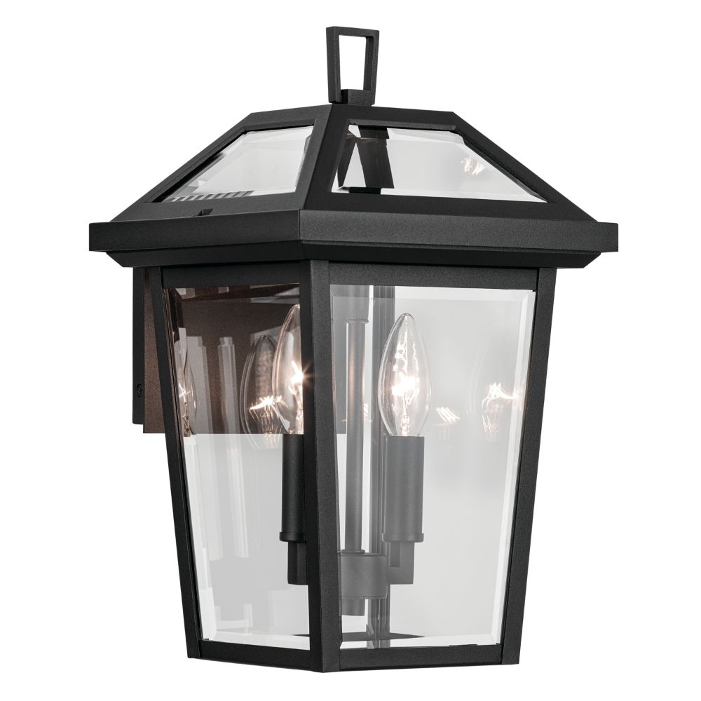 Kichler 59125BKT Regence 14 inch 2 Light Outdoor Wall Light with Clear Glass in Textured Black 