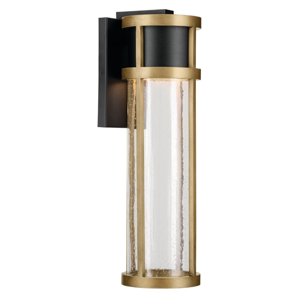 Kichler 59141BKT Camillo 20 inch LED Outdoor Wall Light with Clear Seeded Glass in Textured Black with Natural Brass