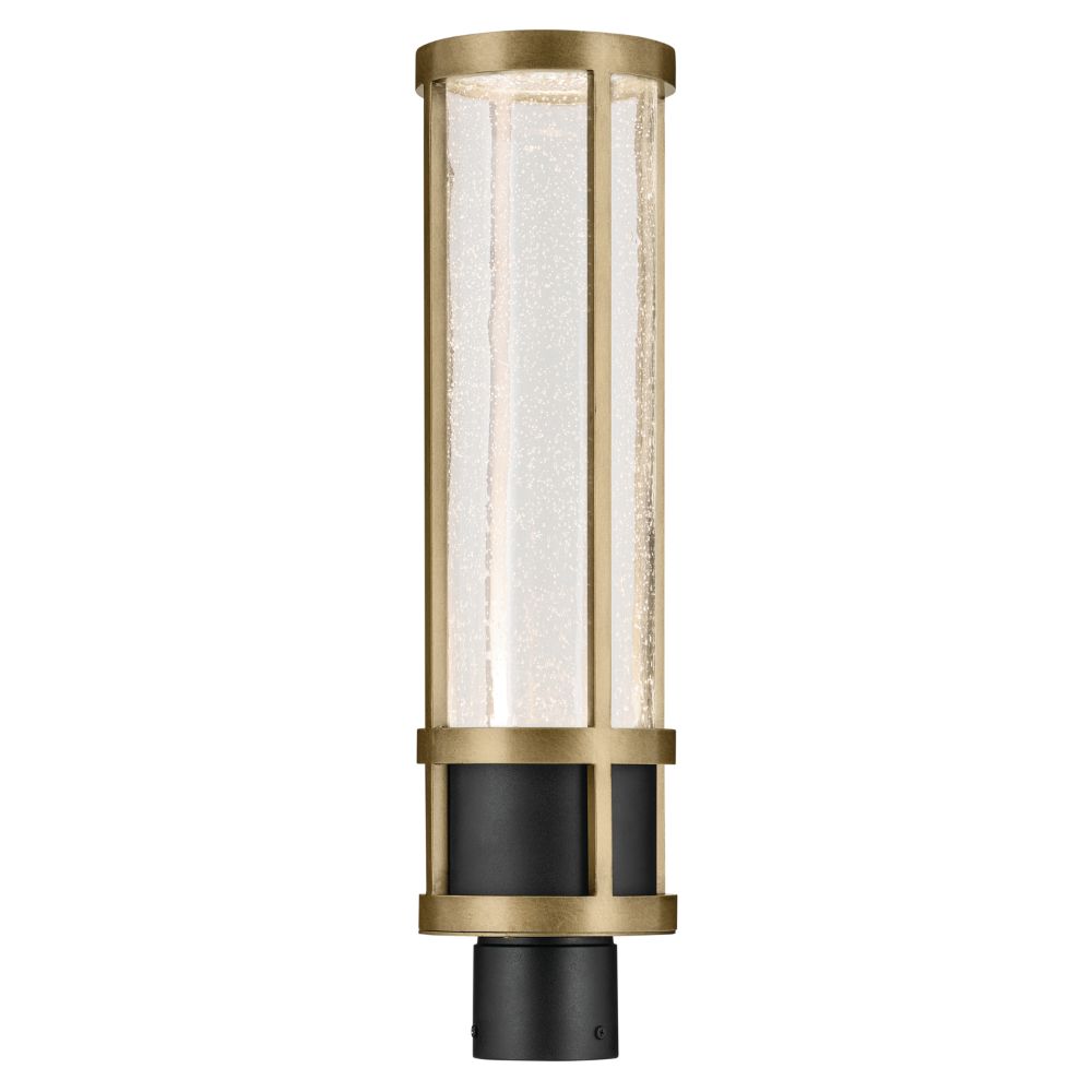 Kichler 59142BKT Camillo 22.5 inch LED Outdoor Post Light with Clear Seeded Glass in Textured Black with Natural Brass