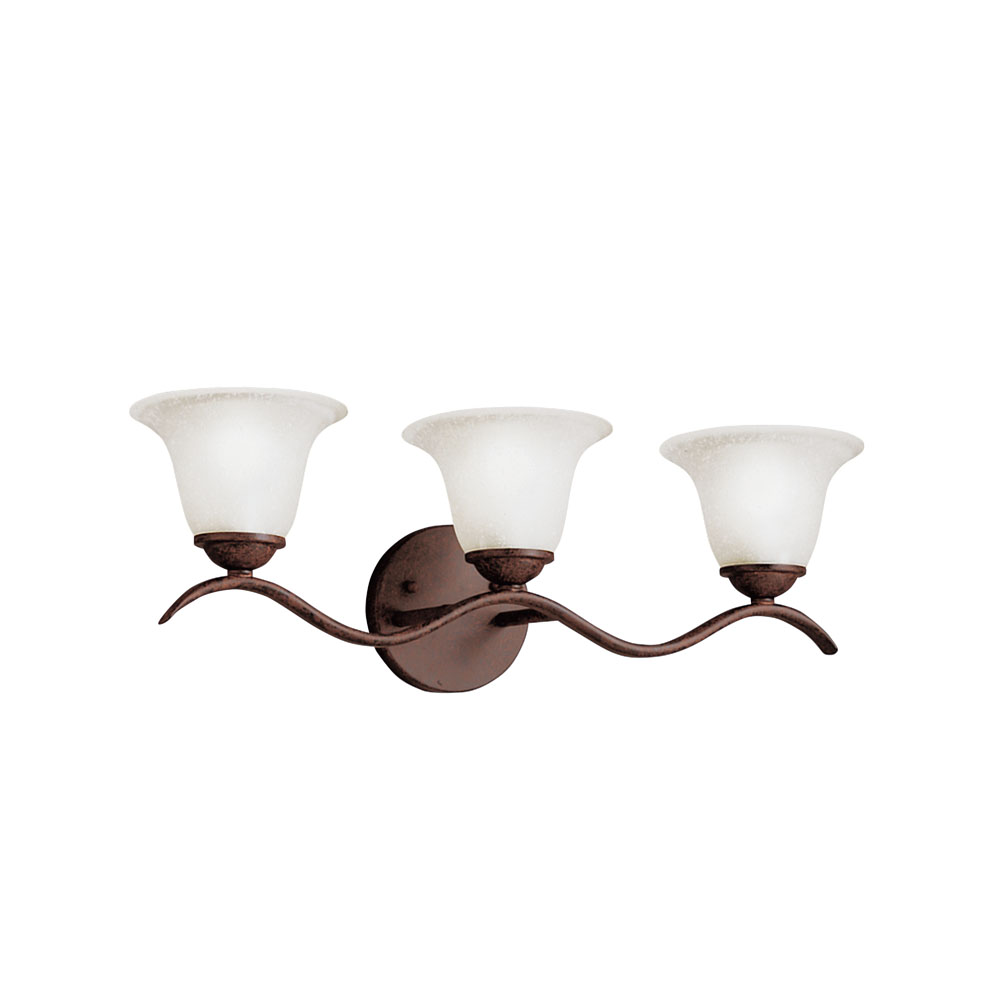 Kichler 6323TZ Dover 22.5" 3 Light Vanity Light with Etched Seeded Glass in Tannery Bronze