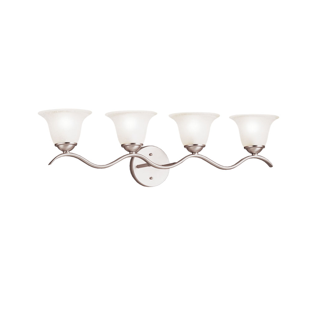 Kichler 6324NI Dover 30.5" 4 Light Vanity Light with Etched Seeded Glass in Brushed Nickel