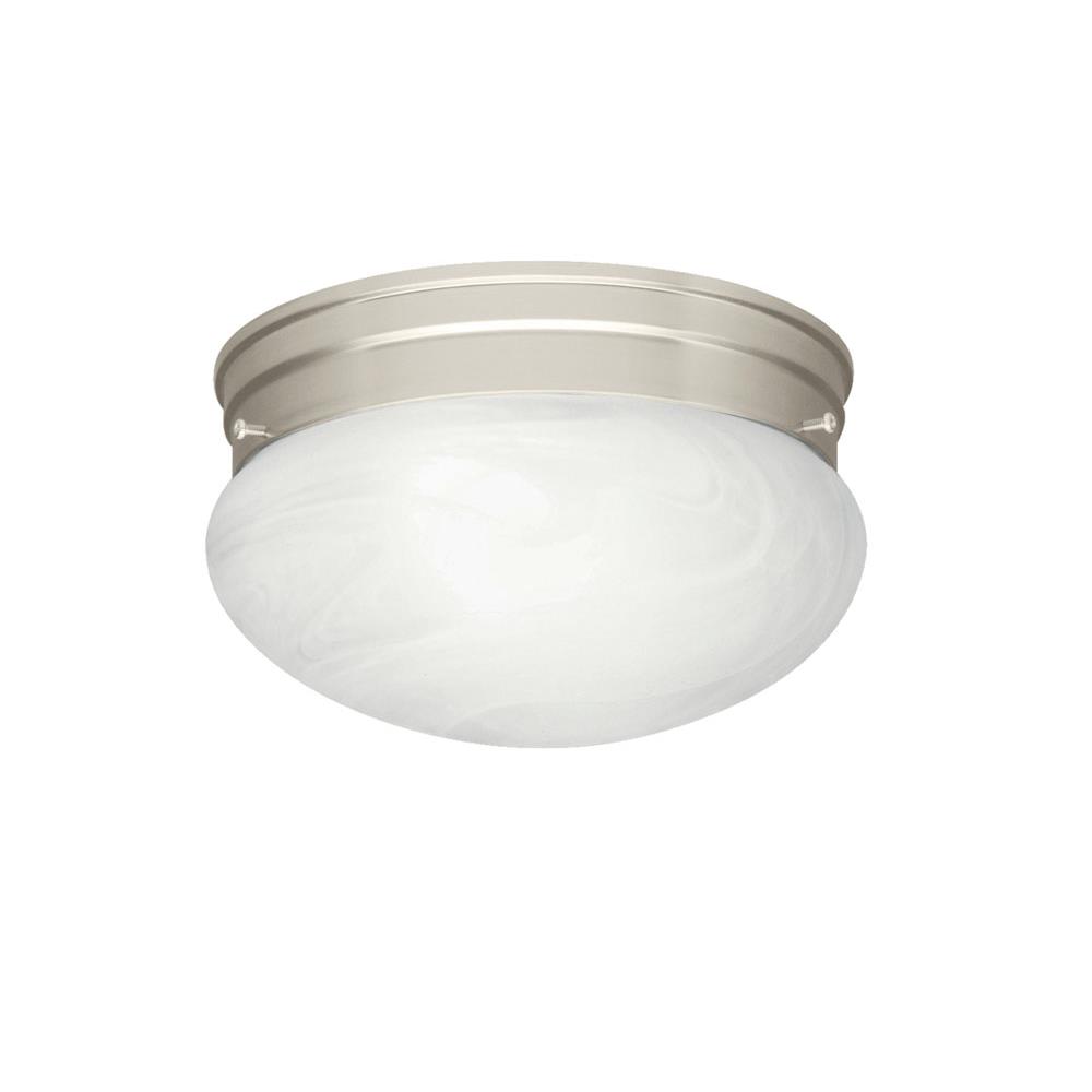Kichler 8206NI Ceiling Space 7.5" 1 Light Flush Mount with Alabaster Swirl Glass in Brushed Nickel