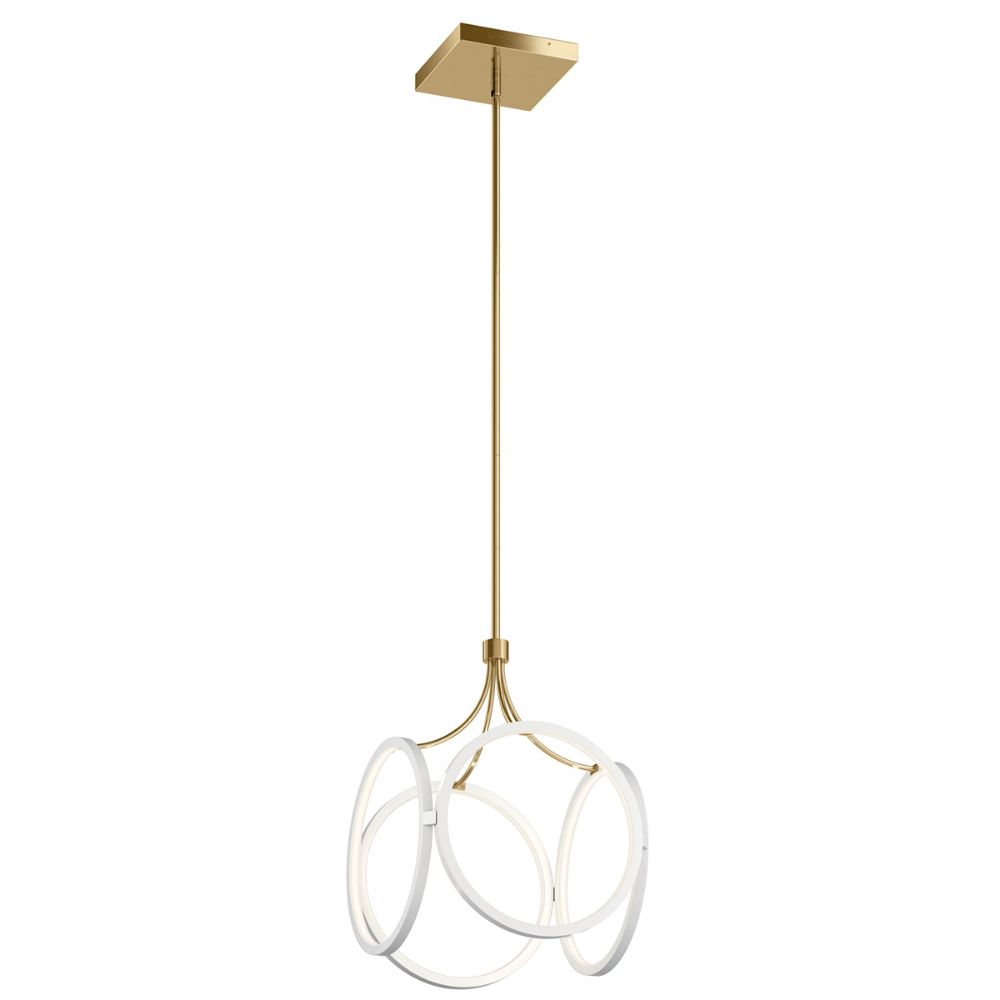 Elan 83346WH Ciri 19.75 inch Small LED Pendant White with Champagne Gold Accent