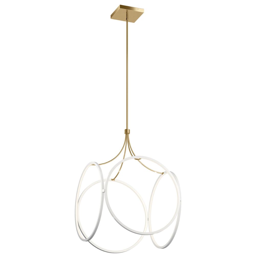 Elan 83348WH Ciri 34.75 inch Large LED Pendant White with Champagne Gold Accent