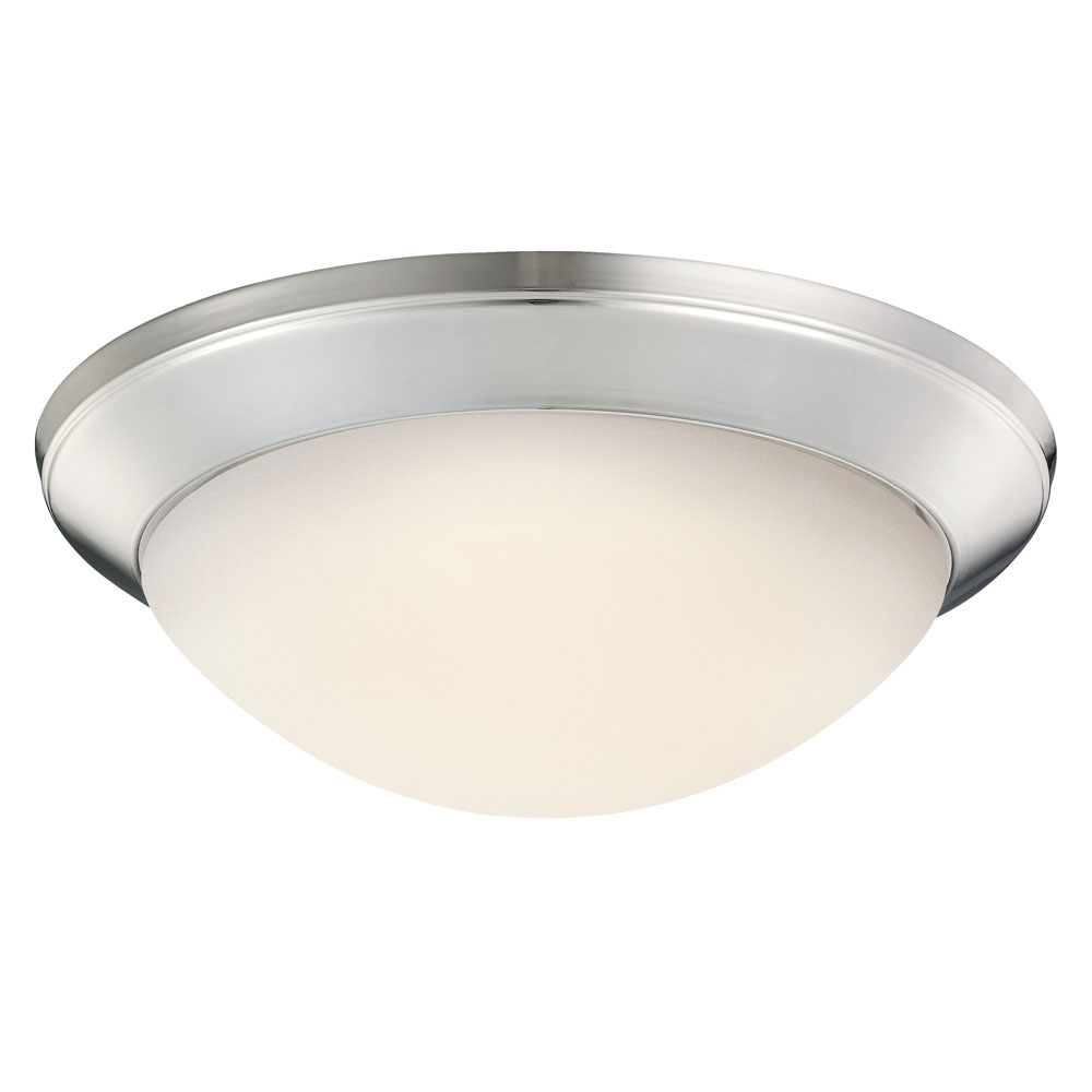 Kichler 8881NI Ceiling Space 14" 1 Light Flush Mount with Satin Etched Cased Opal in Brushed Nickel