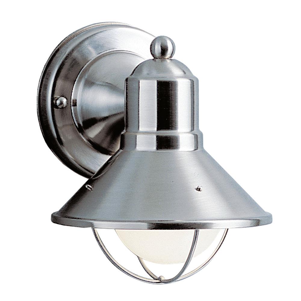 Kichler 9021NI Seaside 7.5" 1 Light Outdoor Wall Light with Glass Globe Brushed Nickel in Brushed Nickel