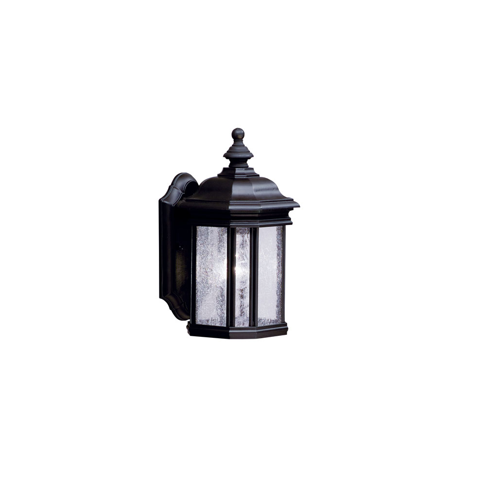 Kichler 9028BK Kirkwood 13" 1 Light Outdoor Wall Light with Clear Seeded Glass in Black