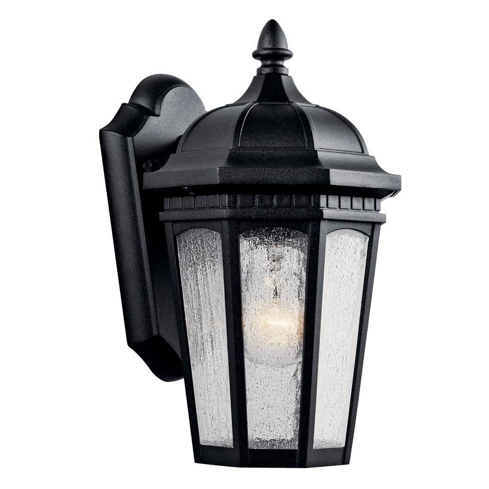 Kichler 9032BKT Courtyard 11" 1 Light Outdoor Wall Light with Clear Seeded Glass in Textured Black