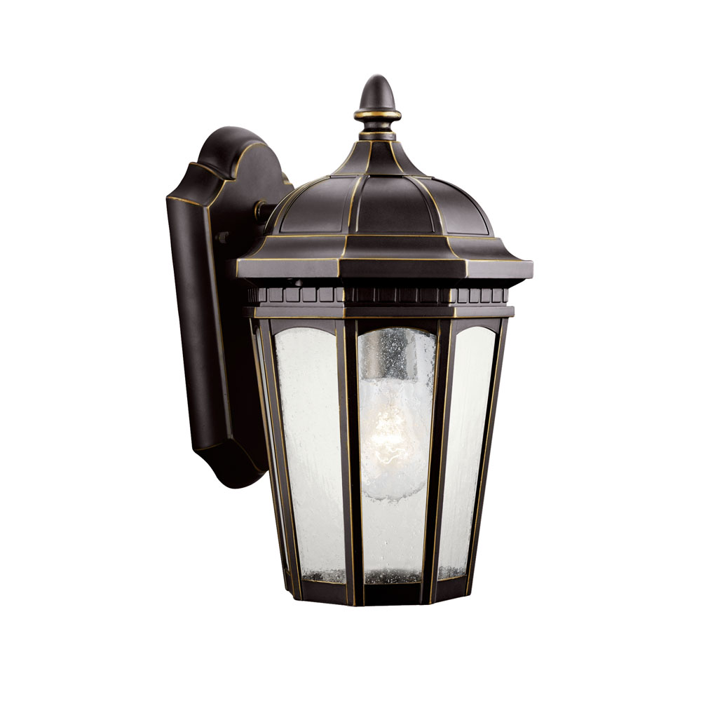 Kichler 9032RZ Courtyard 11" 1 Light Outdoor Wall Light with Clear Seeded Glass in Rubbed Bronze 