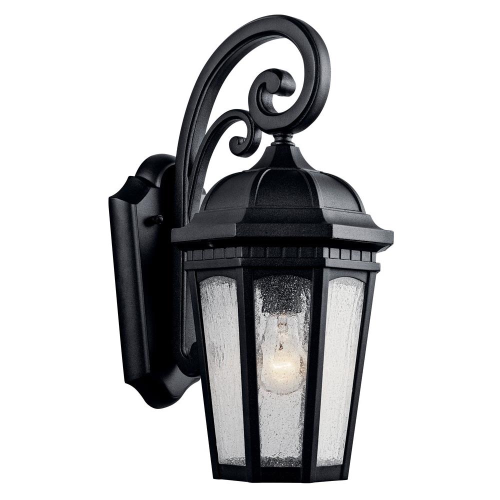 Kichler 9033BKT Courtyard 17.75" 1 Light Outdoor Wall Light with Clear Seeded Glass in Textured Black