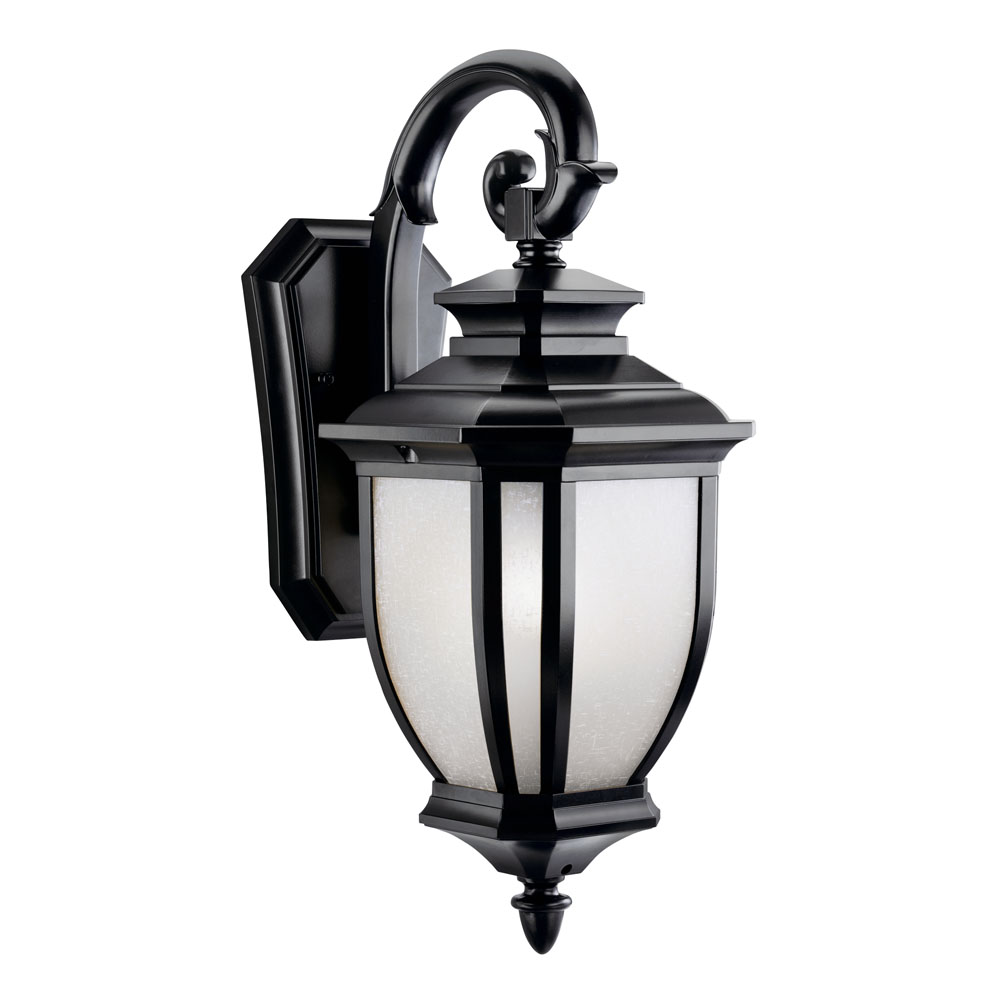 Kichler 9040BK Salisbury 19.5" 1 Light Outdoor Wall Light with White Linen Glass in Black