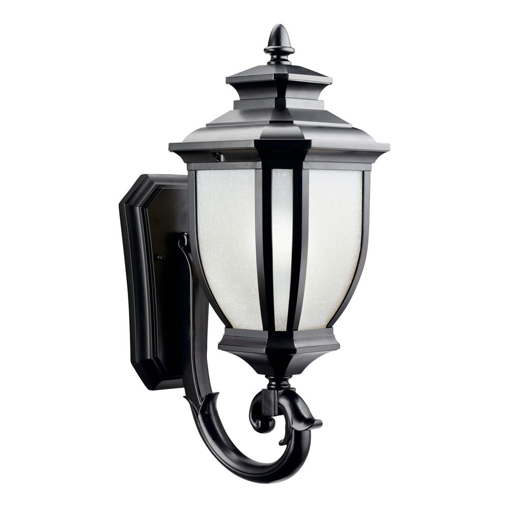 Kichler 9041BK Salisbury 19.25" 1 Light Outdoor Wall Light with White Linen Glass in Black