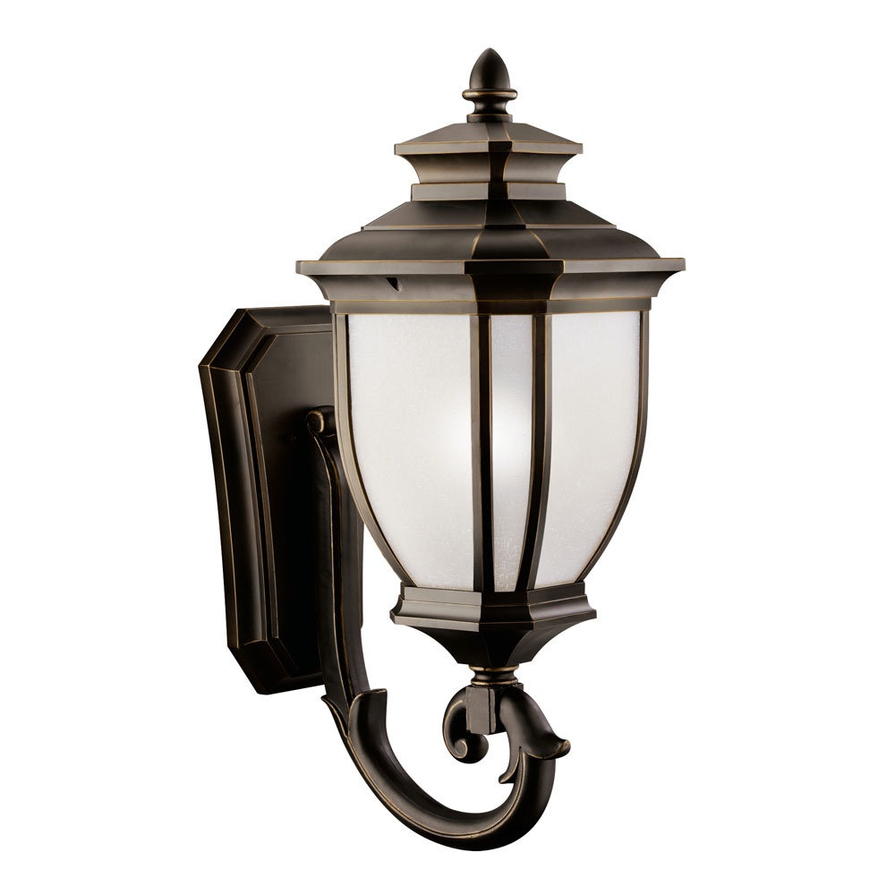 Kichler 9043RZ Salisbury 29" 1 Light Outdoor Wall Light with White Linen Glass in Rubbed Bronze