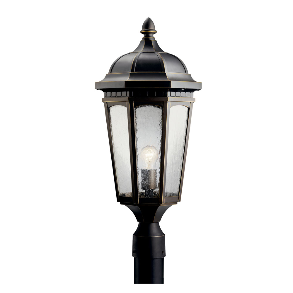 Kichler 9532RZ Courtyard 23.75" 1 Light Exterior Post Light with Clear Seeded Glass in Rubbed Bronze 