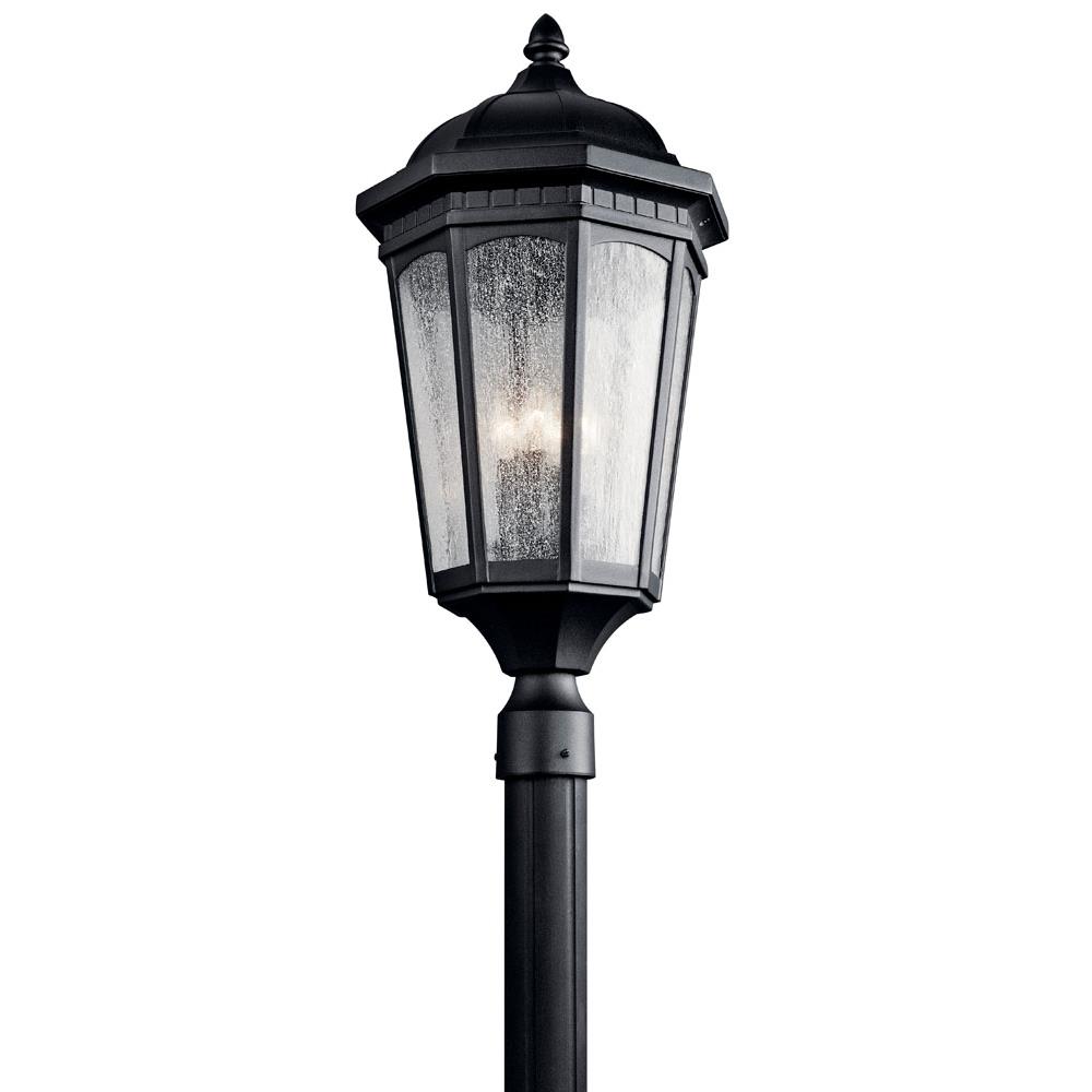 Kichler 9533BKT Courtyard 27" 3 Light Exterior Post Light with Clear Seeded Glass In  Textured Black in Textured Black