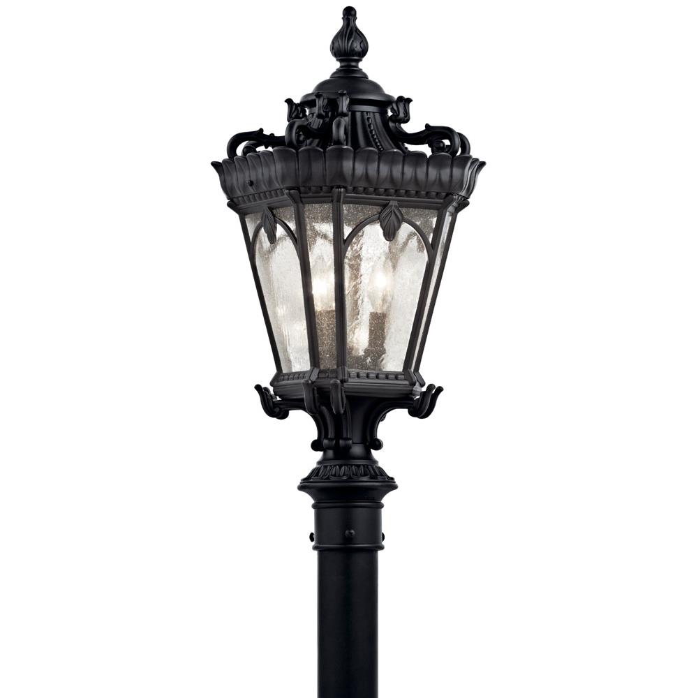Kichler 9558BKT Tournai 27" 3 Light Outdoor Post Light with Clear Seeded Glass in Textured Black
