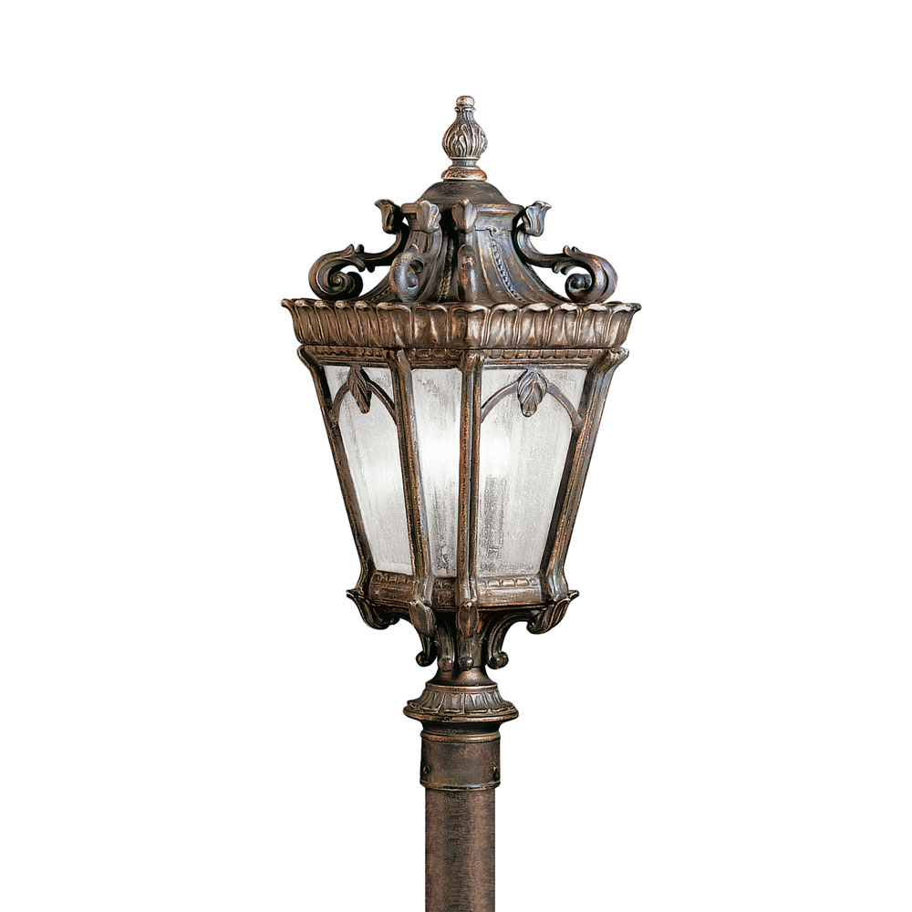 Kichler 9558LD Tournai 27" 3 Light Outdoor Post Light with Clear Seeded Glass in Londonderry™