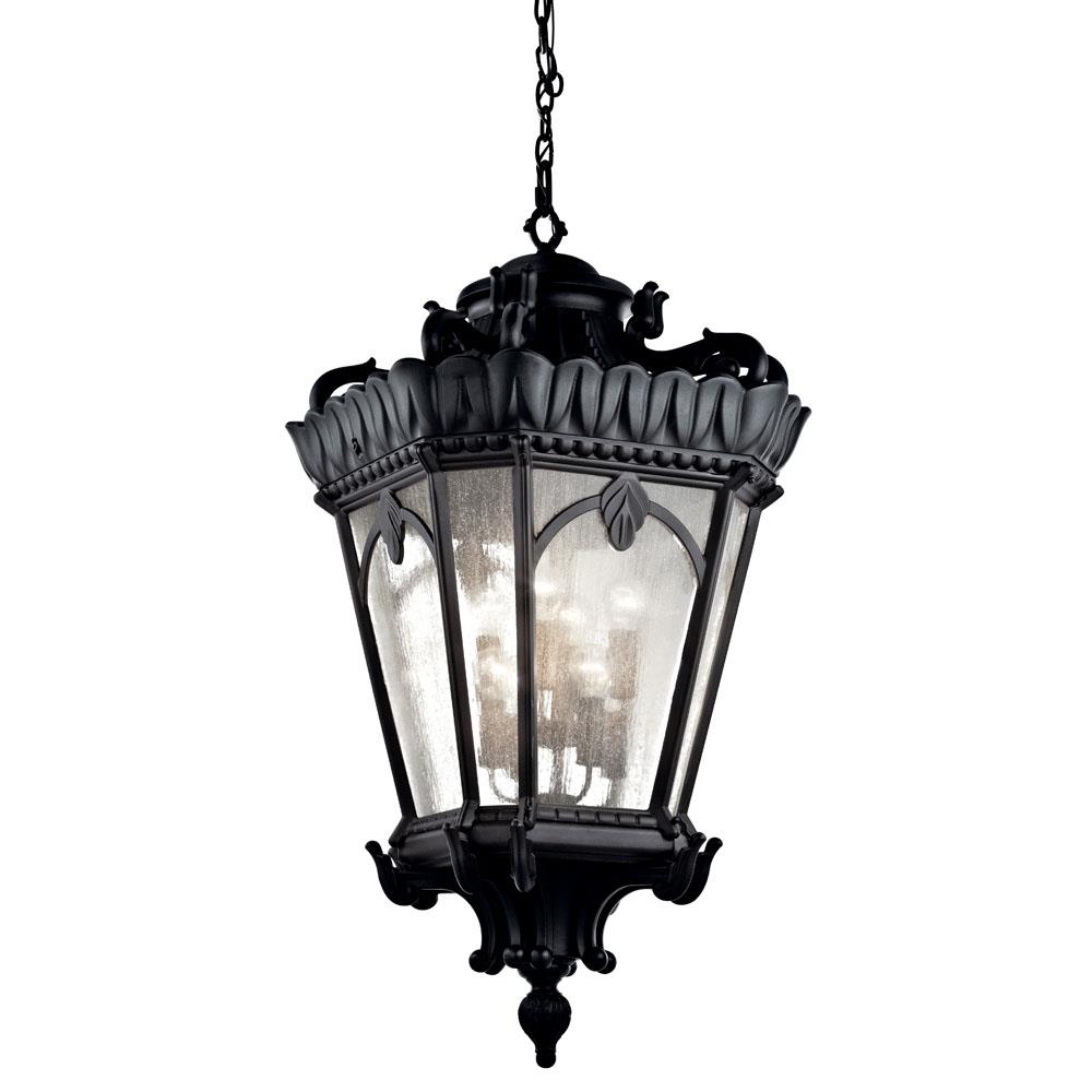 Kichler 9568BKT Tournai 123" 8 Light Outdoor Pendant Light with Clear Seeded Glass in Textured Black