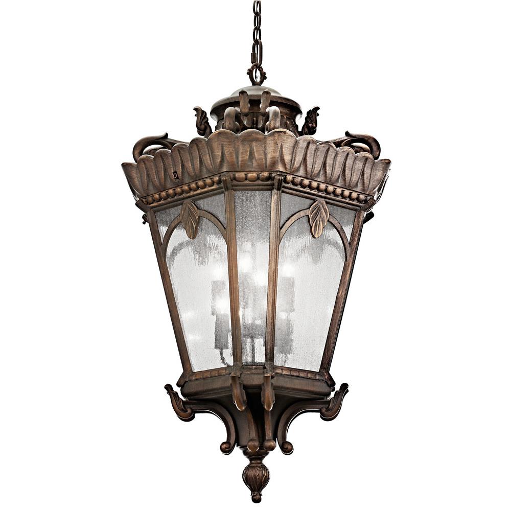 Kichler 9568LD Tournai 123" 8 Light Outdoor Pendant Light with Clear Seeded Glass in Londonderry™
