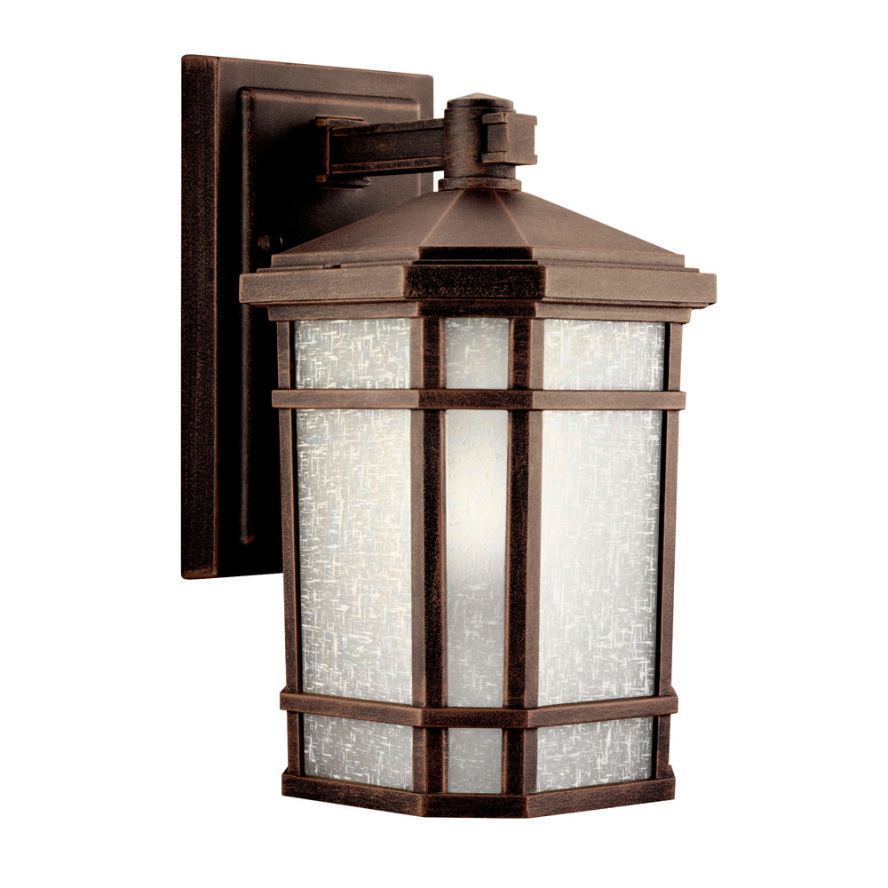 Kichler 9718PR Cameron 10.75" 1 Light Outdoor Wall Light with Etched Linen Glass in Prairie Rock