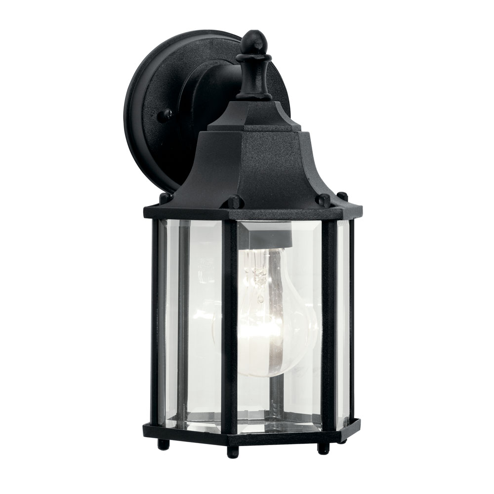 Kichler 9774BK Chesapeake 10.25" 1 Light Outdoor Wall Light with Clear Beveled Glass in Black