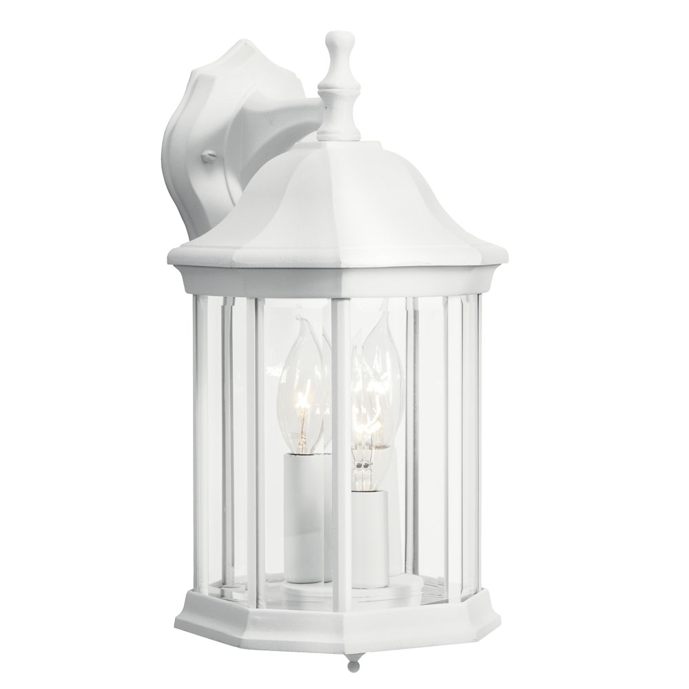 Kichler 9777WH Chesapeake 14.75" 3 Light Outdoor Wall Light with Clear Beveled Glass in White