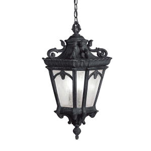 Kichler 9855BKT Tournai 99" 3 Light Outdoor Pendant Light with Clear Seeded Glass in Textured Black