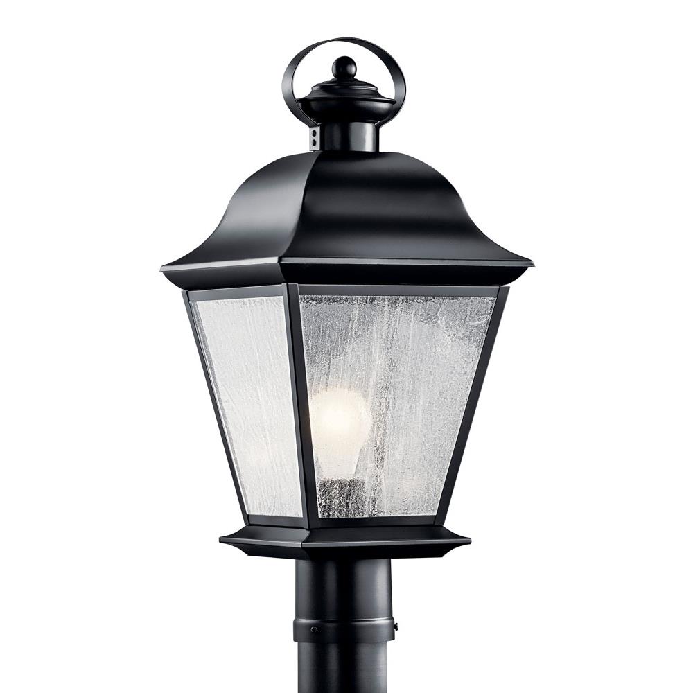 Kichler 9909BK Mount Vernon 19.5" 1 Light Outdoor Post Light with Clear Seeded Glass in Black   in Black